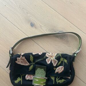 Vintage Embroidered Fendi Baguette with Lizard Trim